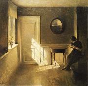 Peter ilsted Interior with Girl Reading Sweden oil painting artist